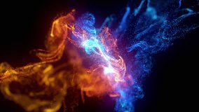 Fire and ice background animation. Fluid motion of orange and blue particles mixing in the water. Fire and ice fluid movement. Ink drops mixing together. Bright glowing fluid movement. 4k.  - Powered by Shutterstock - Get 15% off with code: PIKWIZARD15