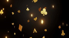 Golden casino playing card suit symbols droping from high to low for background. 3d render - Powered by Shutterstock - Get 15% off with code: PIKWIZARD15