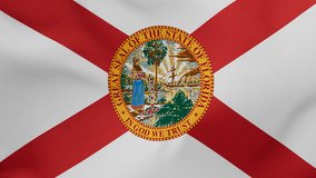 Florida US state fabric flag calm swaying in the wind, looped endless cycled video, completely full screen covers flag background