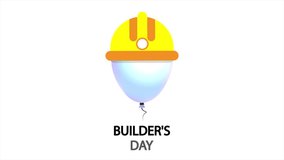 Builder day balloon and construction helmet, art video illustration.