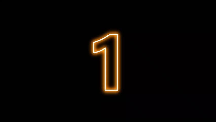 1 to 10 numbers neon sign orange colour