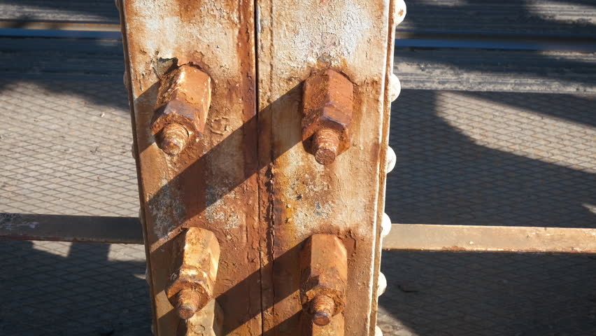 Iron bolts on the bridge.