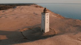 Drone footage at Rubjerg Knude Lighthouse at Denmark Coastline