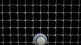 Frontal shot of Uruguay Soccer Ball Scoring Goal during the day with transparent (alpha) background