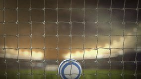 Uruguay Kingdom frontal shot Soccer Ball Scoring Goal during the night