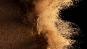 Bronze particles fly on a black background. The wind blows away colored sand. Powder. Spray. Texture. 3d animation. 3D Illustration - Powered by Shutterstock - Get 15% off with code: PIKWIZARD15