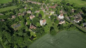 An arc-shot of Wickhambreaux village, centred on St Andrew's church.