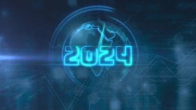 Close up of globe and digital clock counting last moments before New Year 2024 event with virtual screen background animation 4k video - Powered by Shutterstock - Get 15% off with code: PIKWIZARD15