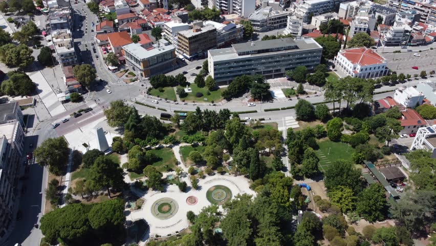 Greece Komotini city square aerial shot