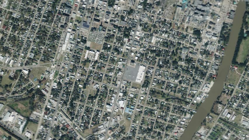 Earth zoom in from space and focus on Houma, Louisiana, USA. 3D Animation. Background for travel intro.