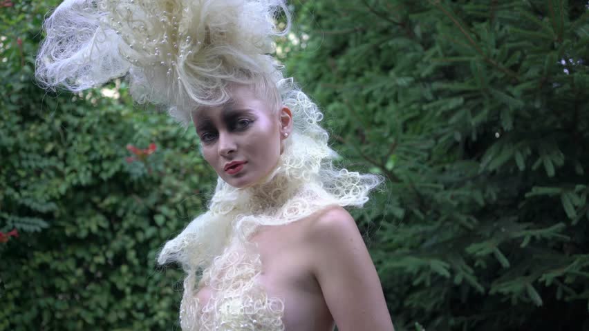 4K Magnificent princess in vintage dress in the garden