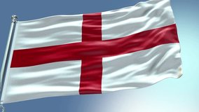 4k render England Flag video waving in wind England Flag Wave Loop waving in wind Realistic England Flag background England Flag Looping Closeup 1080p Full H