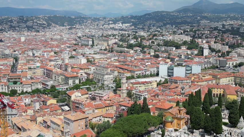 Nice Côte d'Azur (French Riviera) City Skyline of Nice Drone View. Made in July 2023 in 4K.