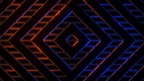 Orange and Blue Abstract Neon Glowing Sci-Fi Cyberpunk Patterns Background VJ Loop Animation in 4K