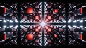 Red and Light Blue Abstract Cubic Dimension Background VJ Loop in 4K