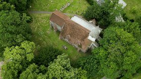 A top-down drone flyover of All Saints church in West Stourmouth.