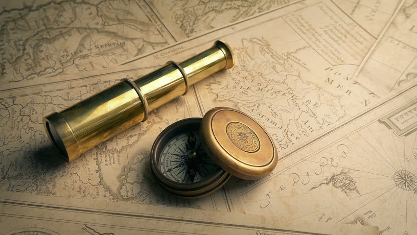 Navigation Tools On Old Maps Moving Shot Royalty-Free Stock Footage #1106902979