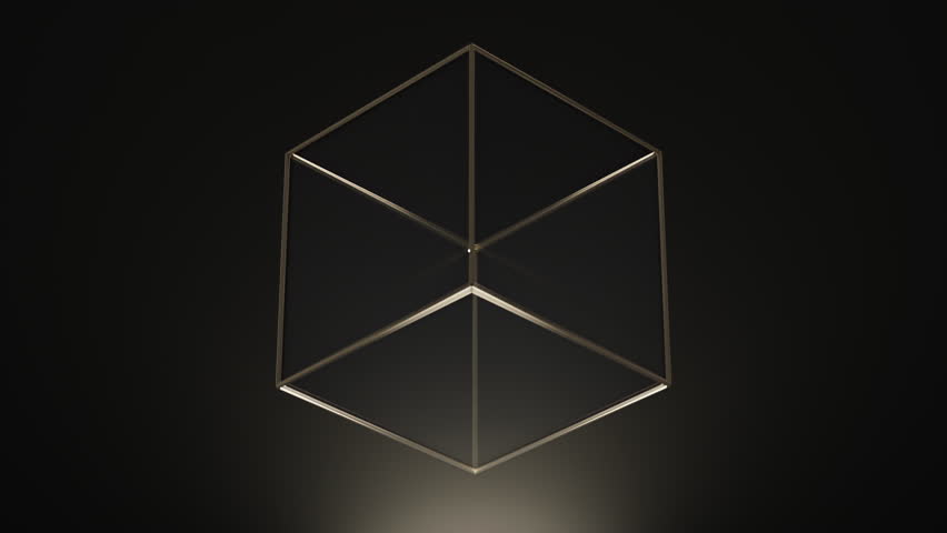 an abstract gold cubic cube on black background, in the style of kinetic installations. 3D Illustration Royalty-Free Stock Footage #1106906195