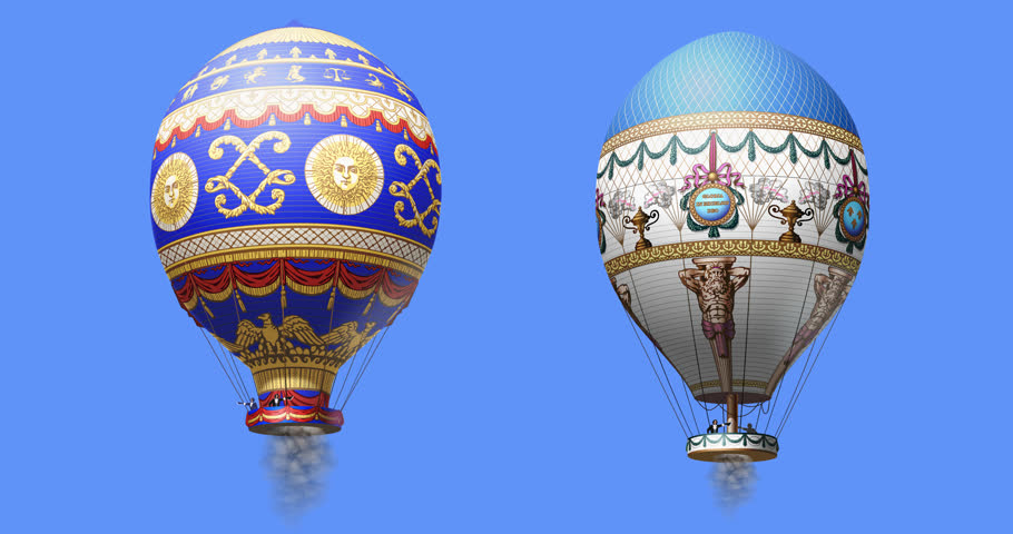 Balloons GLOBE and DE BAGNOLES of the Montgolfier brothers on a transparent background Royalty-Free Stock Footage #1106906905