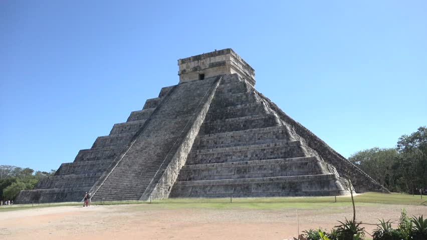 Pyramid Kukulcan in Chichen Itza Yucatn Mexico wide angle shot