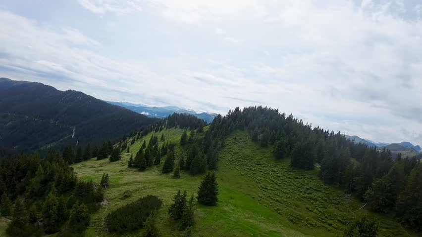Aerial drone FPV of Saalbach Hinterglemm mouintains in Austria