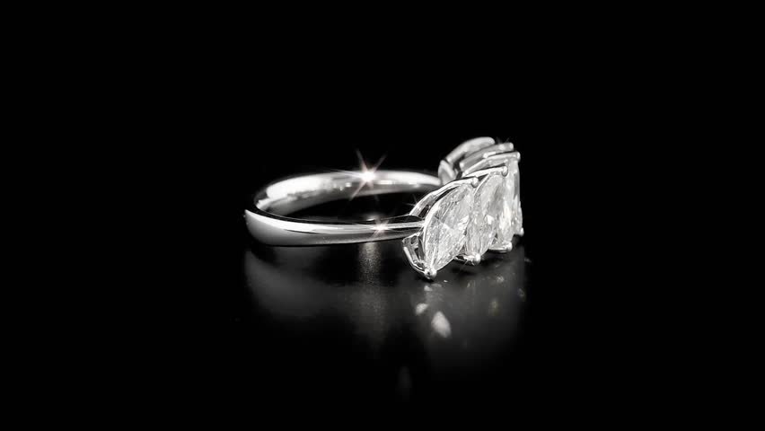 Marquise-cut five stone diamond ring Royalty-Free Stock Footage #1106912831