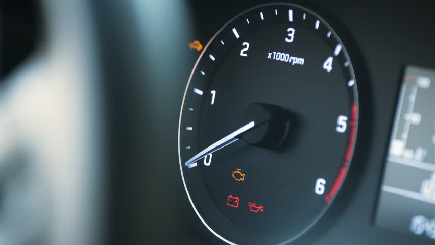 When Car Engine Starts, All Warning Signs Appeal, Unrecognizable Driver Preparing to Drive. Begins to Travel on the Road. All of the Alert Signals Blinking for One Time to Check If They Work or Not. | Shutterstock HD Video #1106912943