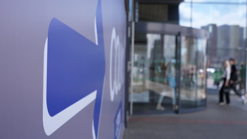 defocus mall entrance with people 4k