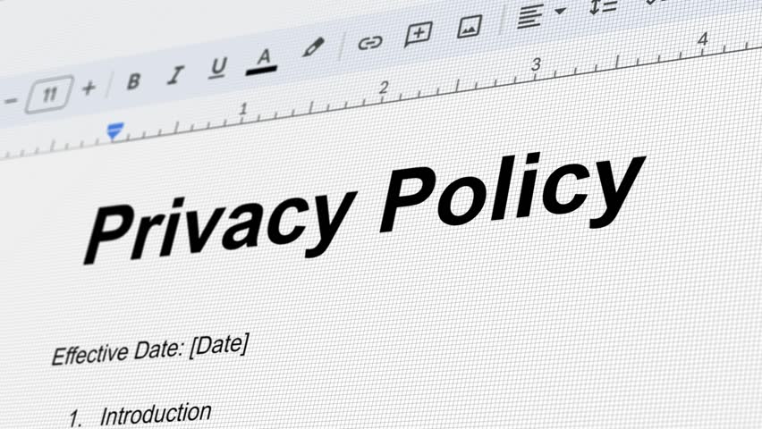 Privacy policy: User rights, data protection, informed consent, text document, Animation rendering Royalty-Free Stock Footage #1106916319