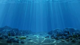 Underwater light creates a beautiful veil, consisting of sunlight. Underwater ocean waves oscillate and flow with the rays of light, 4k video, ultra hd defination