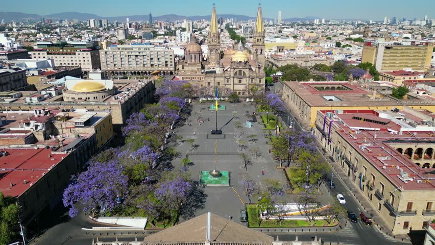 Drone Tour: Exploring Plaza Tapatia Towards Guadalajara Cathedral, Mexico