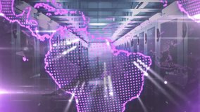 Animation of connected dots, globes, symbols and bars over server room in background. Digital composite, multiple exposure, communication, data center, globalization and technology concept. - Powered by Shutterstock - Get 15% off with code: PIKWIZARD15