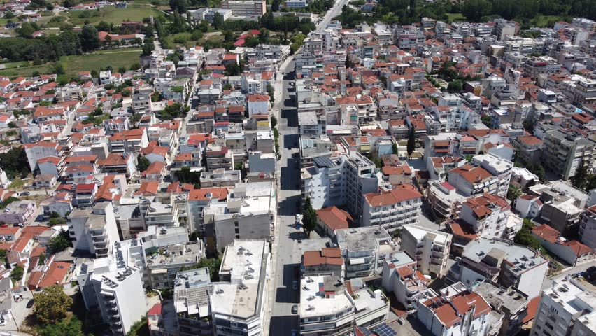 Greece Komotini city square aerial shot