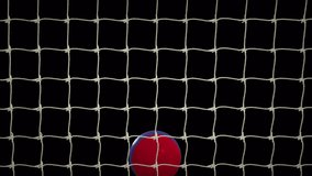 Frontal shot of Russia Soccer Ball Scoring Goal during the day with transparent (alpha) background