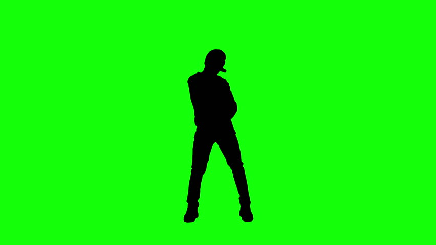 Silhouette man singer.Singing song and dancing on green screen background. Royalty-Free Stock Footage #1106923349