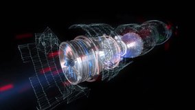 3D model detailed silhouette of generated engineering turbine. Aircraft Engine wireframe animation. Technology rotation and scanning. 3D Illustration - Powered by Shutterstock - Get 15% off with code: PIKWIZARD15