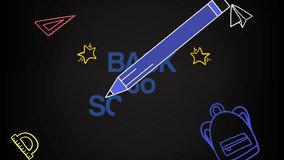 Back to School digital animation with colorful sketch text with science and educational elements. Video motion graphic 2d animation footage. 3D Illustration - Powered by Shutterstock - Get 15% off with code: PIKWIZARD15
