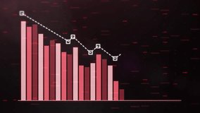 A red digital stock market indicator board background with a decreasing red bar graph. Negative trend, symbolizes crisis, inflation, economic recession. Financial crash concept - Powered by Shutterstock - Get 15% off with code: PIKWIZARD15