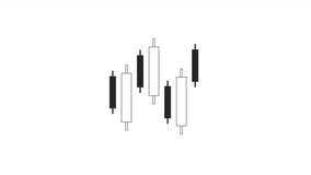 Trading candlesticks stocks bw 2D object animation. Monitoring data investment outline cartoon 4K video, alpha channel. Business invest. Graph stock market animated icon isolated on white background