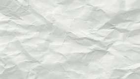 animation of paper crumpled motion video background, paper on white background video 