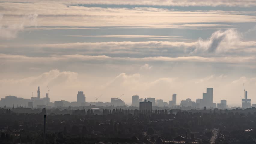 Birmingham UK city skyline timelapse sequence