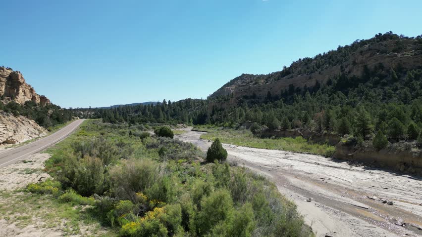 Fly Over Dried Lake In America