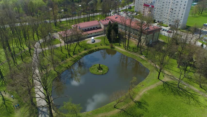 Upper Pond Lubomirski Park Przemysl Staw Aerial View Poland