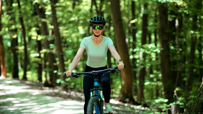Cyclist Sport Recreation On Bicycle. Cyclist Healthy Lifestyle Training Bike MTB Bike Cycling Workout Sport Recreation. Cyclist Athlete Fit Sportswear Cycling MTB.Fitness Exercise Cycling Sport Biking Royalty-Free Stock Footage #1106963009