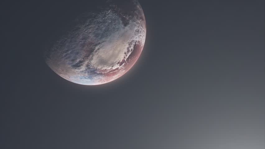 Cinematic View of Dwarf Planet Pluto Slowly Rotating