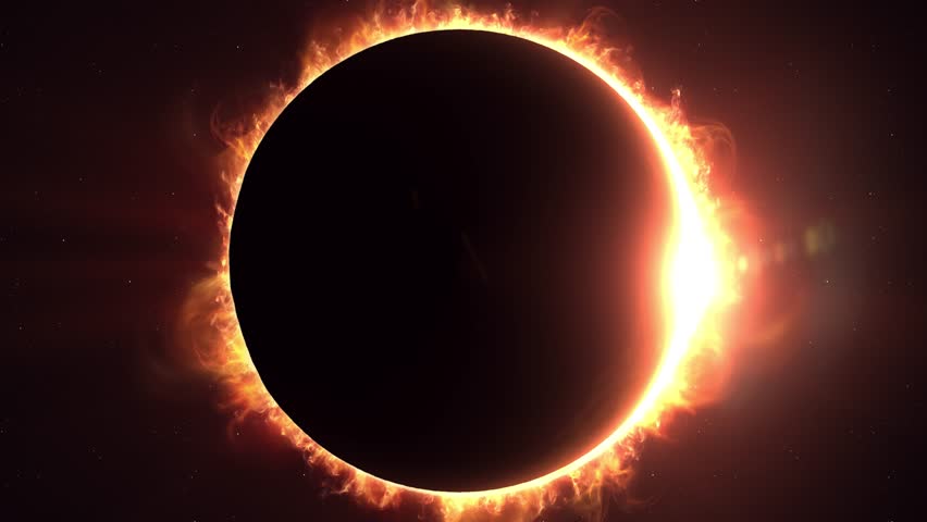 Total Solar Eclipse Sun Light Glowing in Universe, black background Royalty-Free Stock Footage #1106970315