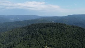 Cinematic 4K clip over the mountain area and the Black Forest in Baden Baden, Germany