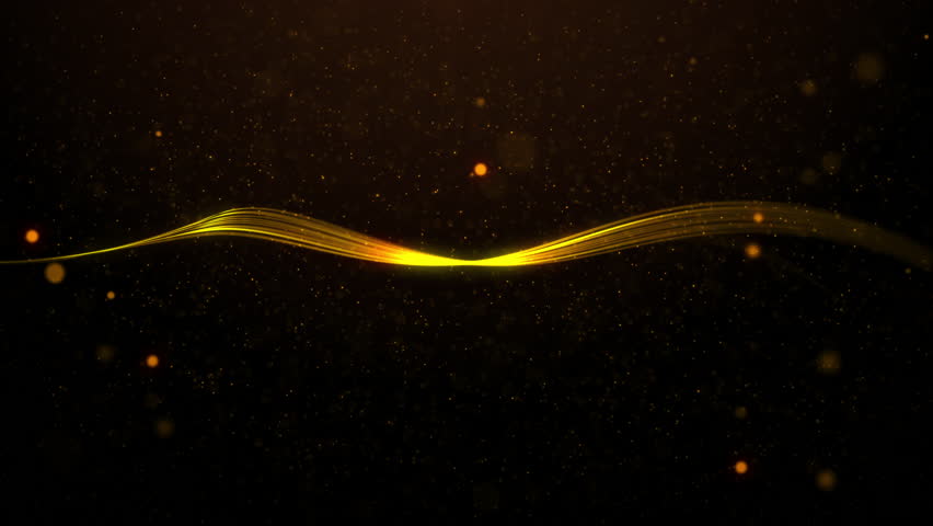 golden line wave and particles shining stars dust bokeh glitter awards dust abstract background. Futuristic glittering in space on black background. - Powered by Shutterstock - Get 15% off with code: PIKWIZARD15