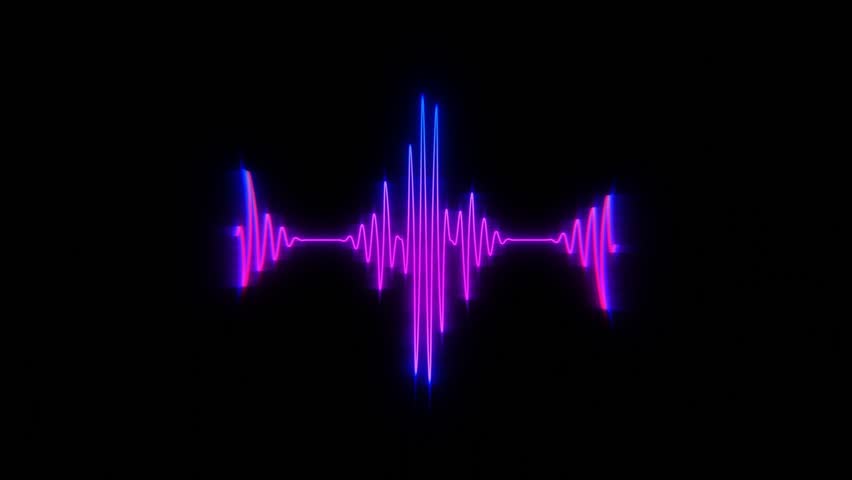 Audio waveform. Abstract music waves oscillation. Futuristic sound wave visualization. Synthetic music technology sample. Tune print. Distorted frequencies. 4k High-tech waveform on black background Royalty-Free Stock Footage #1106971341