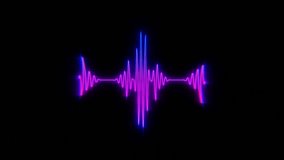 Audio waveform. Abstract music waves oscillation. Futuristic sound wave visualization. Synthetic music technology sample. Tune print. Distorted frequencies. 4k High-tech waveform on black background